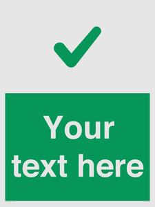 Custom green background, green tick sign